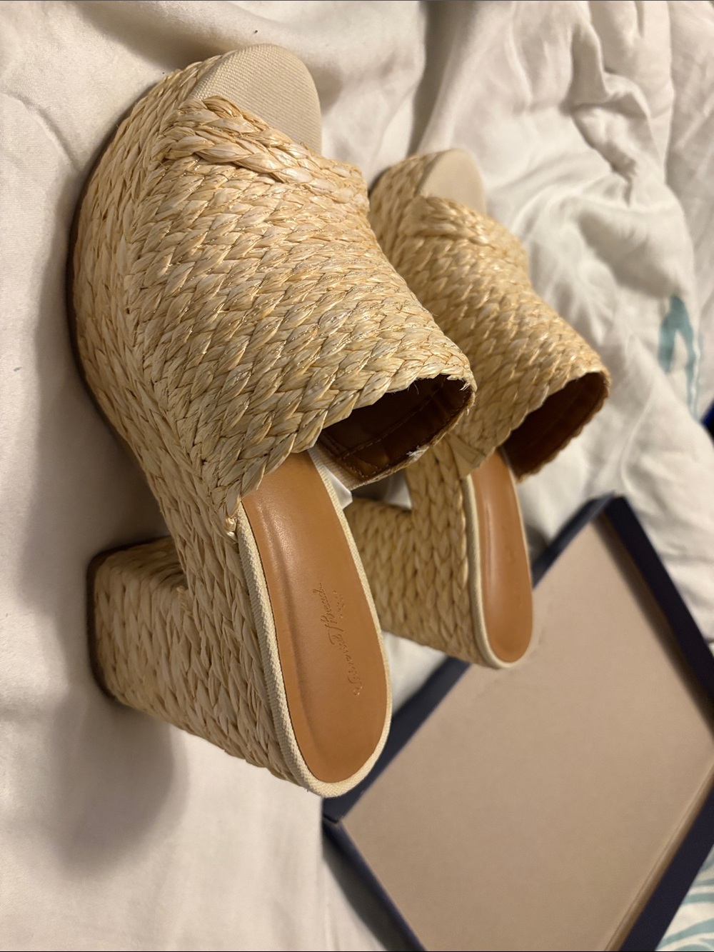 Universal Thread Woven Platform Mules in Natural Tan